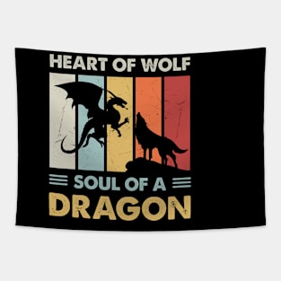 Heart Of Wolf Soul Of A Dragon Tapestry