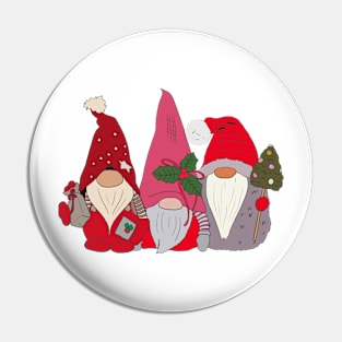 Trio of Christmas Gnomes Pin