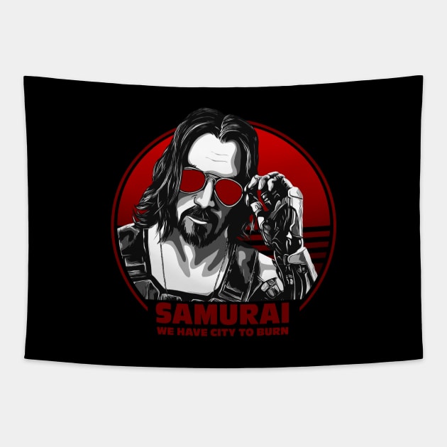 Cyberpunk - Johnny Silverhand - Samurai Tapestry by ActiveNerd