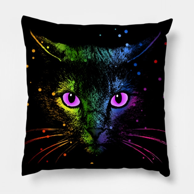 Rainbow drop Cat Face Pillow by meownarchy