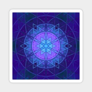 Mosaic Kaleidoscope Flower Blue and Purple Magnet