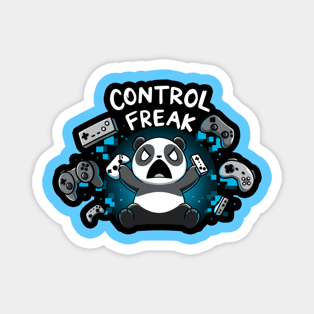 Control Freak Funny Panda Gaming Lover Quote Animal Lover Magnet by LazyMice