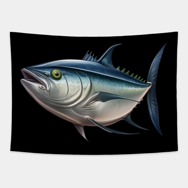 funny cute tuna fishing sport fisherman lover Tapestry by tonparkorn