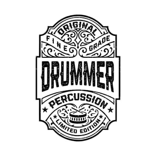 Drummer Vintage Whiskey Label Funny Percussionist Drums T-Shirt