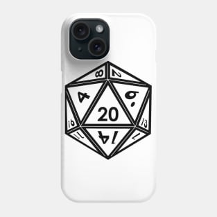 Transparent D20 Dice (Black Outline) Full Size Phone Case