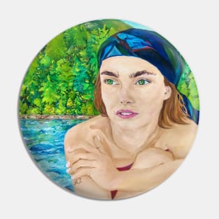 Girl in the Summer Forest Pin