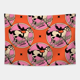 Yee Haw Black Cat Pattern in orange Tapestry