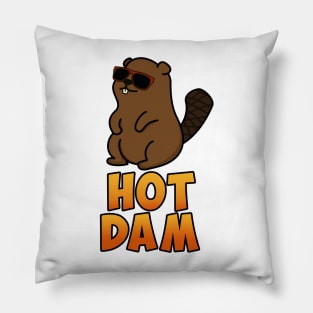 Hot Dam Cute Beaver Pun Pillow