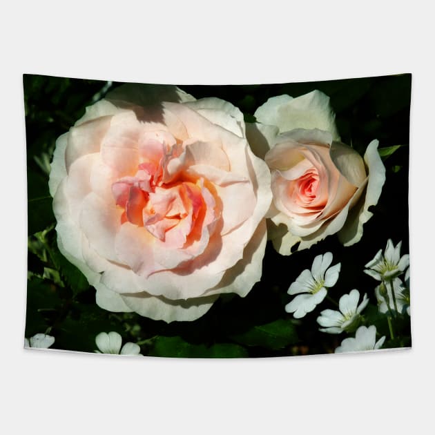 Pale Pink Roses in Garden Tapestry by SusanSavad