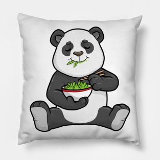 Panda as Vegetarian with Chopstick and Bowl Salad Pillow