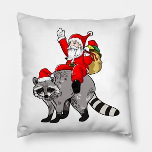 Santa onn Raccoon Pillow