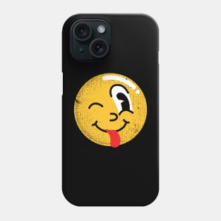 Winking tongue out emoji yellow Phone Case