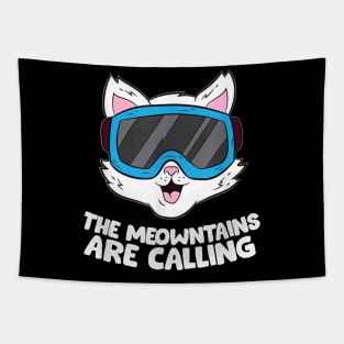 Funny Snowboard Ski Goggle For Snowboarding Cat Skiing Tapestry