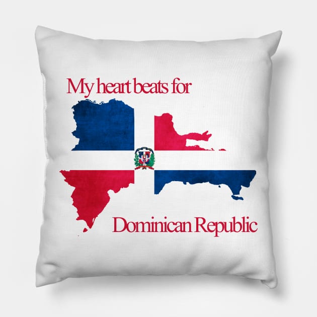 My heart beats for Dominican Republic Flag Pillow by Hispaniola-Fineart