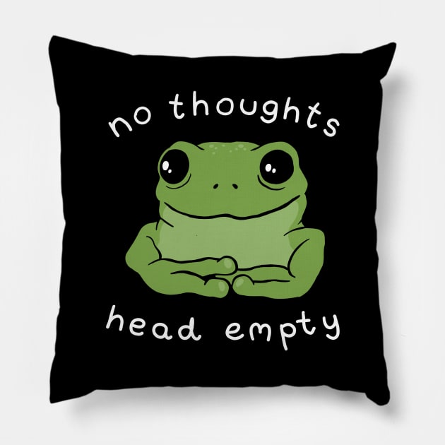 No Thoughts, Head Empty: The Quotable Frog Meme Aesthetic, Big Eyed Kawaii Toad Reflecting on Mental Health Pillow by Ministry Of Frogs