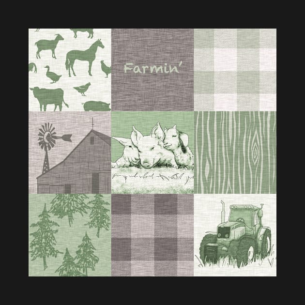 Farmin Patchwork- Green And brown by SugarPineDesign