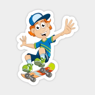 Colourful illustration of a boy on a skateboard. Magnet