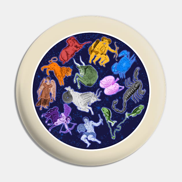 The Zodiac Sky ))(( Astrological Sign Constellation Design Pin by darklordpug