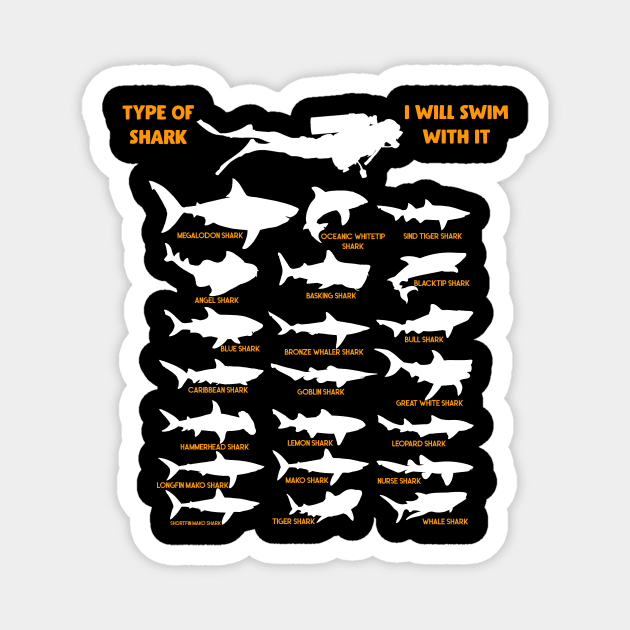 21 Types of sharks Magnet by Flipodesigner