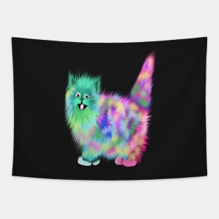 Funny Colorful Rainbow Acid Galaxy cat Tapestry