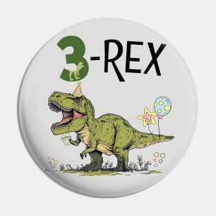 3 Rex Dinosaur Theme 3rd Birthday Party Pin