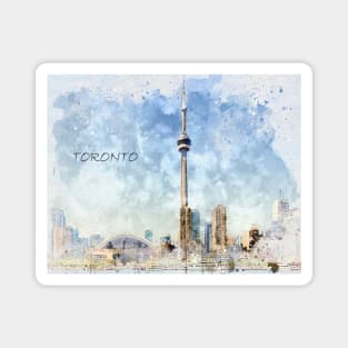 Toronto Canada waterfront skyline watercolor Magnet