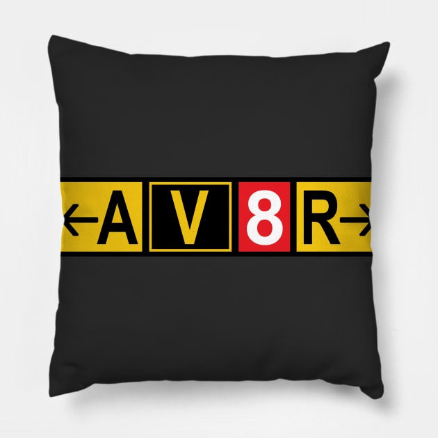 aviator pilot design with airport signs Pillow by zehrdesigns