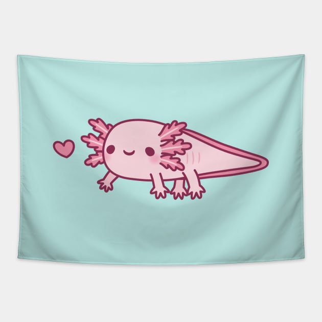 Cute Little Pink Axolotl Doodle Tapestry by rustydoodle