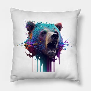 Bear Splash Art: Powerful Fantasy Representation #3 Pillow