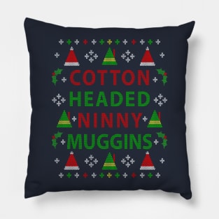 Funny Elf Cotton Headed Ninny Muggins Ugly Christmas Sweater Party Design Pillow