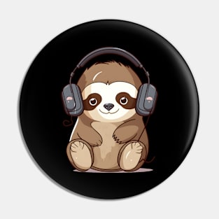 Cute Sloth Headphones Pin