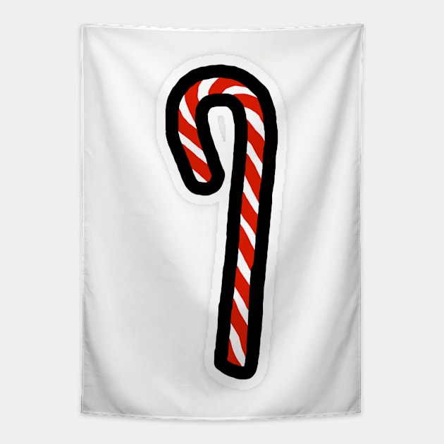 A Candy Cane for Christmas Minimal Art Tapestry by ellenhenryart