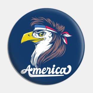 Bald Eagle with a Mullet // Funny America Fourth of July Pin