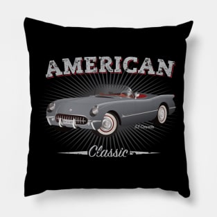 Retro American Classic 1953 Corvette T-Shirt Design Pillow