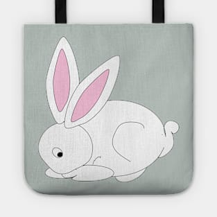 White bunny with pink ears doodle Tote