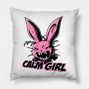 Calm Girl Rabbit Design Pillow