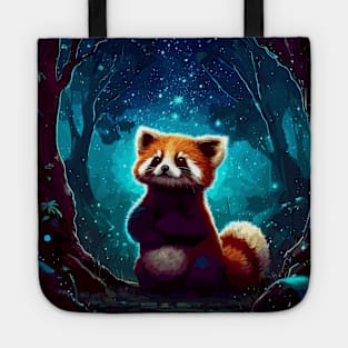 Red panda in magical forest Tote