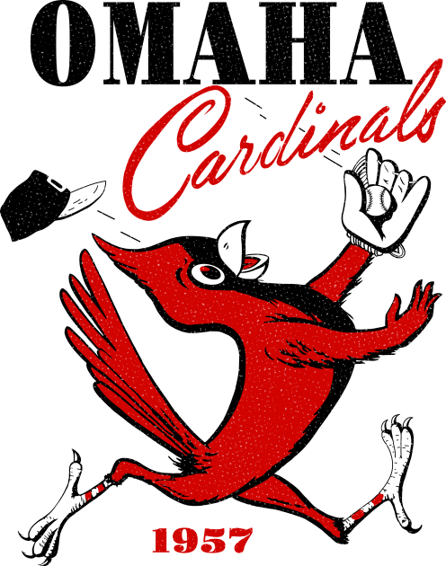 Retro Omaha Cardinal Baseball Kids T-Shirt by LocalZonly