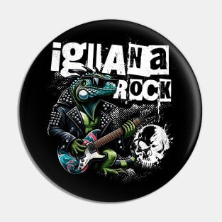 Iguana Rock Lizard Rockstar Pin