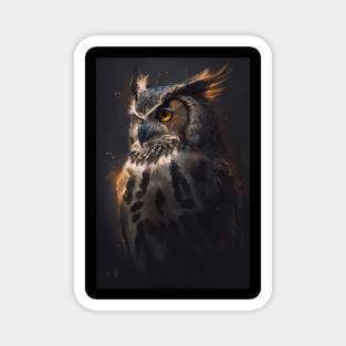 Owl Portrait Animal Nature Wildlife Dark Painting Wild Spirit Bird Magnet