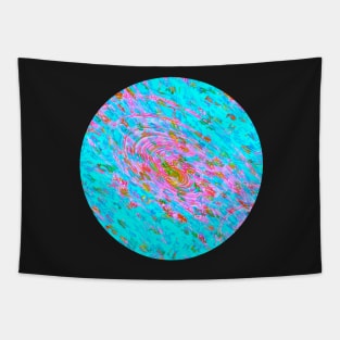 Abstract Fractal Wave Spiral Galaxy Turquoise Blue Pink marbled Pattern Swirl Natural Flow Tapestry