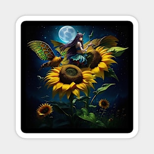 Sunflower Moon Fairy Manifest Magnet