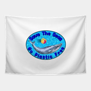 Save The Seas Go Plastic Free Whale Ocean VSCO Girl Tapestry