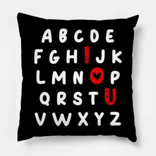 Alphabet ABC I Love You Valentines Day Funny English Teacher Pillow