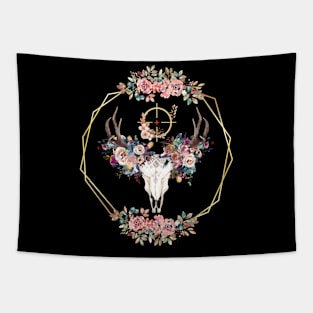 Floral Deer Hunting Tapestry