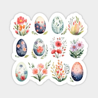 Easter Watercolor Eggs Flowers Magnet