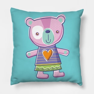 Pink Teddy Bear Cartoon Pillow