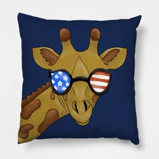 4th of july giraffe Pillow