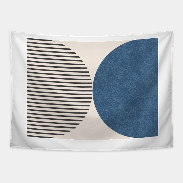 Half Circle Stripes - Navy Blue Black Tapestry by moonlightprint