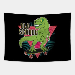 Distressed Old School Skateboarding Dinosaur - T-Rex Skater Tapestry